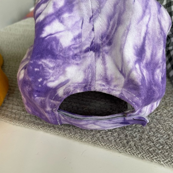 Set/3 Adjustable Baseball Hats Black White Gingham Purple Tie Dye Gold Corduroy - Picture 7 of 12